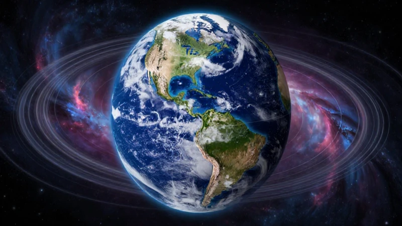 Movimiento de rotación: La Tierra y su ciclo diario 5 Tierra giratoria en cosmos dinámico y detallado
