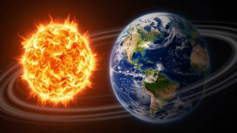 Tierra dinámica rodeada del sol en estética mexicana moderna