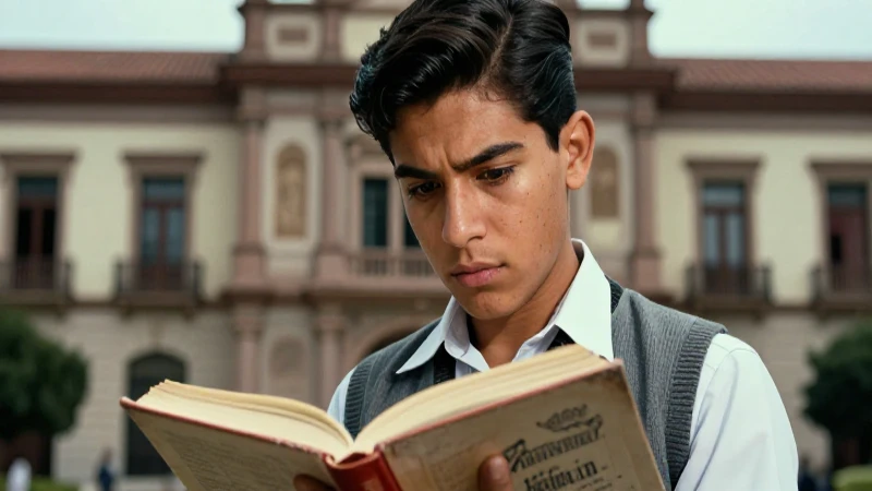 Retrato de estudiante mexicano en década de los 60