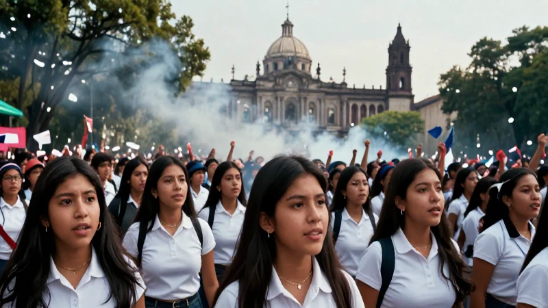 Ilustración detallada de estudiantes en la Ciudad de México