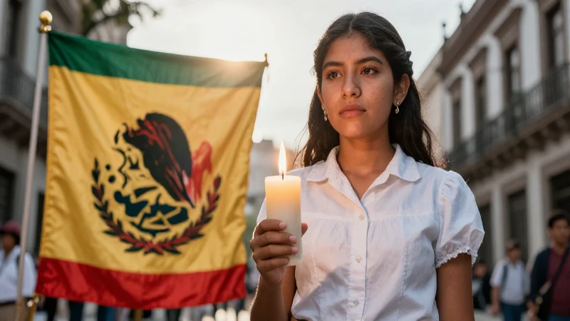 Estudiante mexicano revolucionario con vela e historia