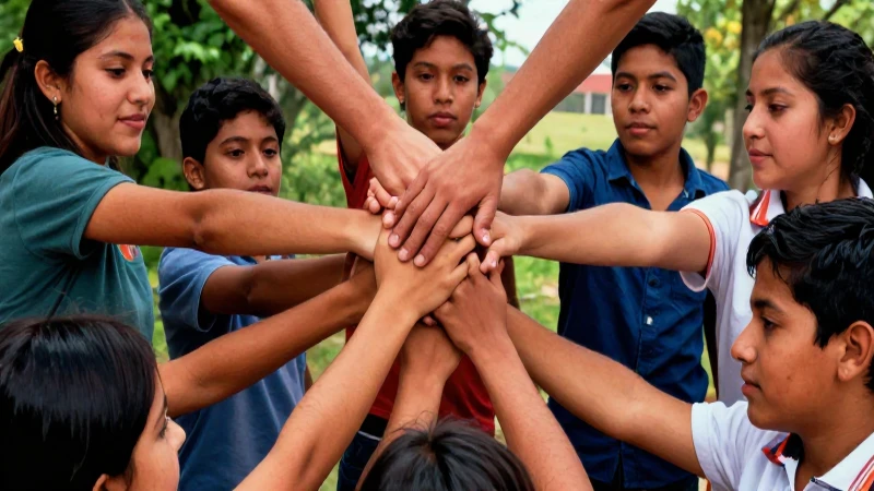 Jóvenes mexicanos unidos en acción vibrante