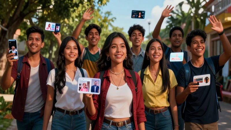 Jóvenes mexicanos en acción digital vibrante