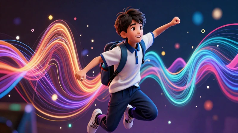 Estudiante dinámico con energía musical vibrante