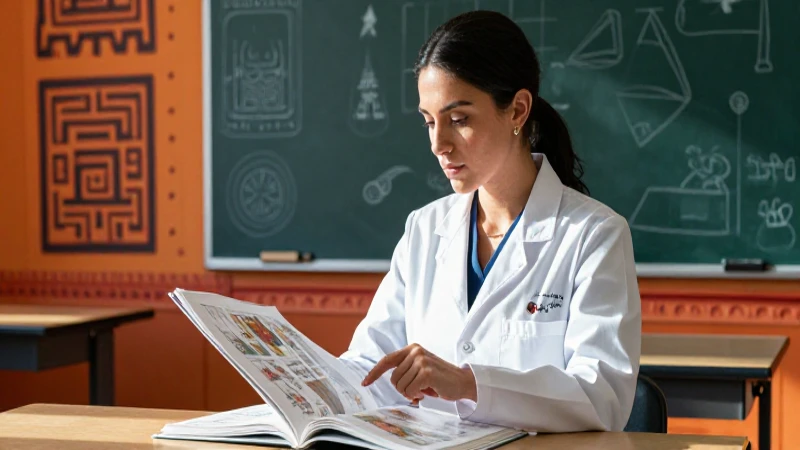 Investigadora sofisticada en un entorno educativo mexicano