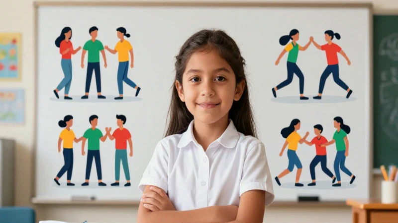 Niño mexicano estudiante ilustrado en una escena educativa vibrante