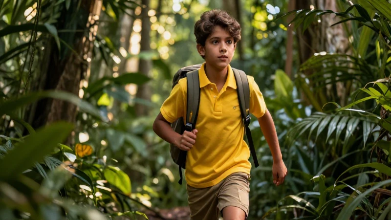 Mundo Animal: Lista de Cotejo PDF para Exploradores 4 Joven explorador en vibrante jungla mexicana