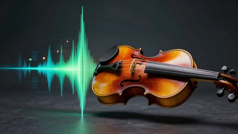 Violín antiguo evoluciona a ondas futuristas dinámicas