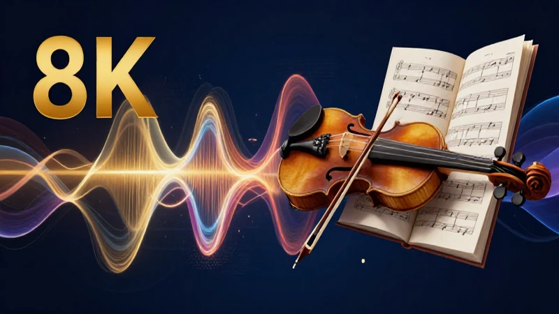 Violín clásico abstracto con ondas de sonido vibrantes