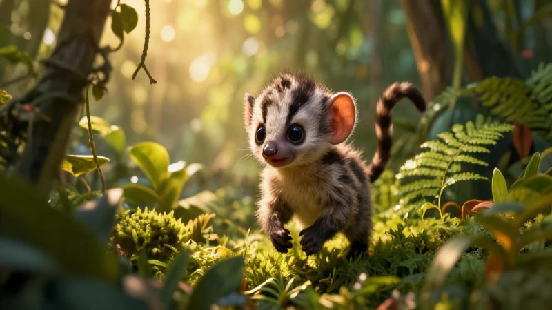 Nacen los animales: Conoce su cautivadora historia de supervivencia 3 Animal bebé en selva bajo luz dorada