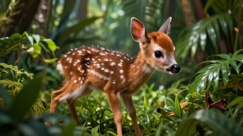 Nacen los animales: Conoce su cautivadora historia de supervivencia 5 Fawn luchando en selva tropical detallada