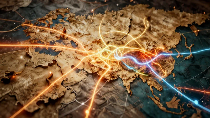 Mapa abstracto de energía vibrante y detallada