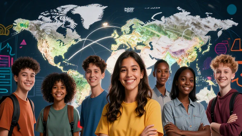 Ilustración educativa global vibrante y moderna