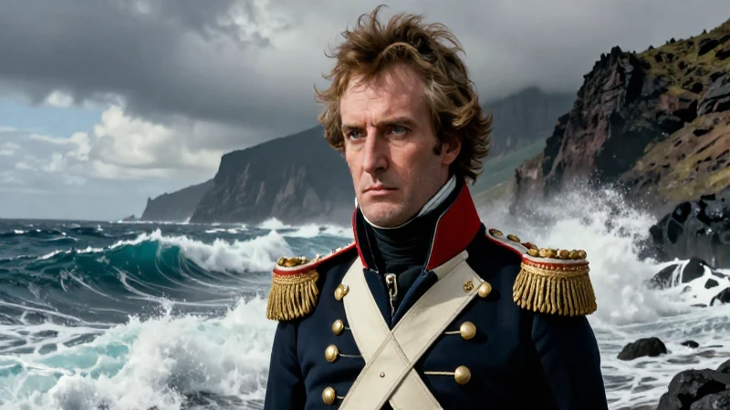 Retrato realista de Napoleón en el exilio