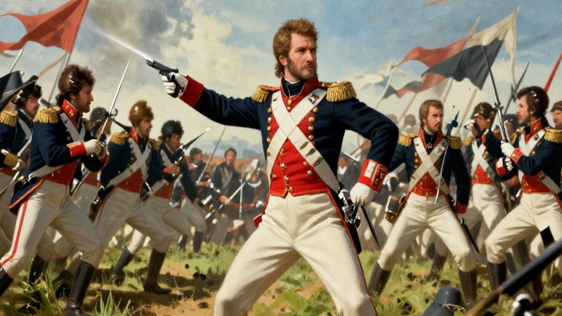Napoleón liderando batalla en estilo realista