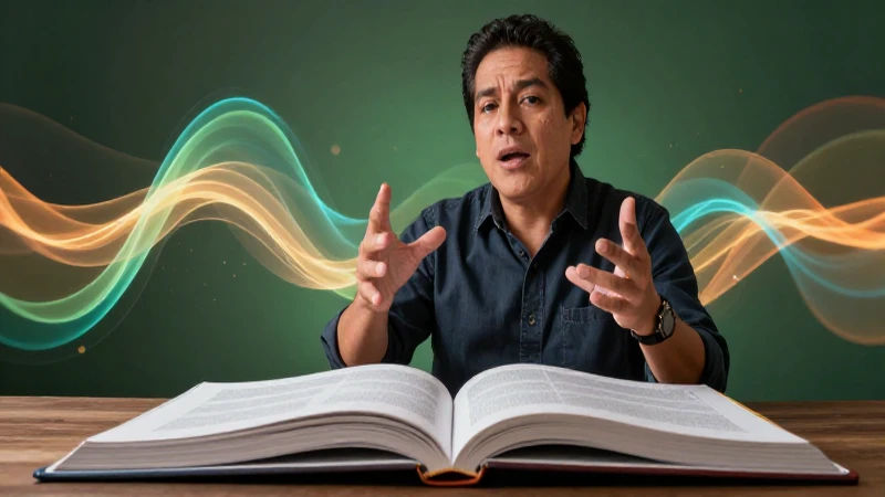 Narración: Estructura, Tipos y Elementos Clave Explicados 4 Educador mexicano premium contando una historia dinámica