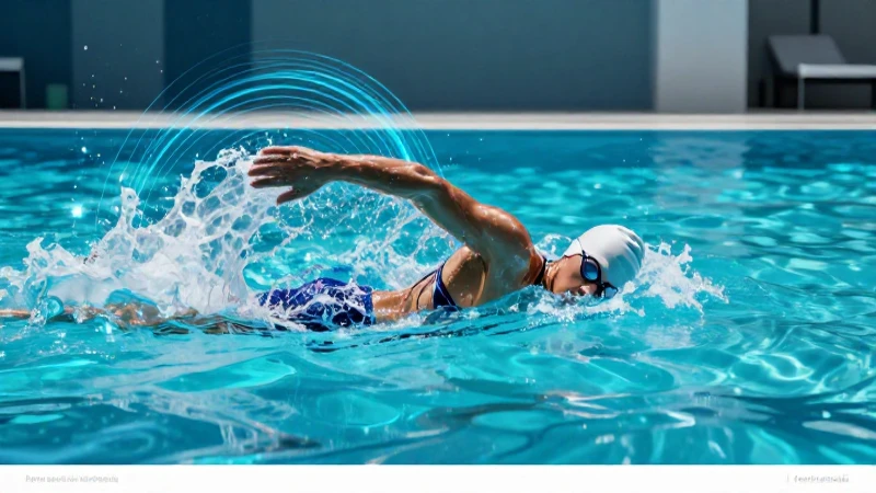 Nadador dinámico con conocimiento azul moderno
