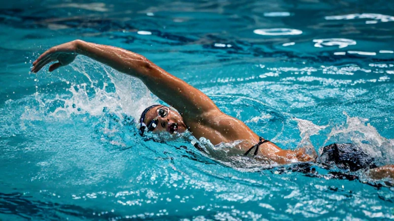 Nadador dinámico en piscina, imagen de alta calidad