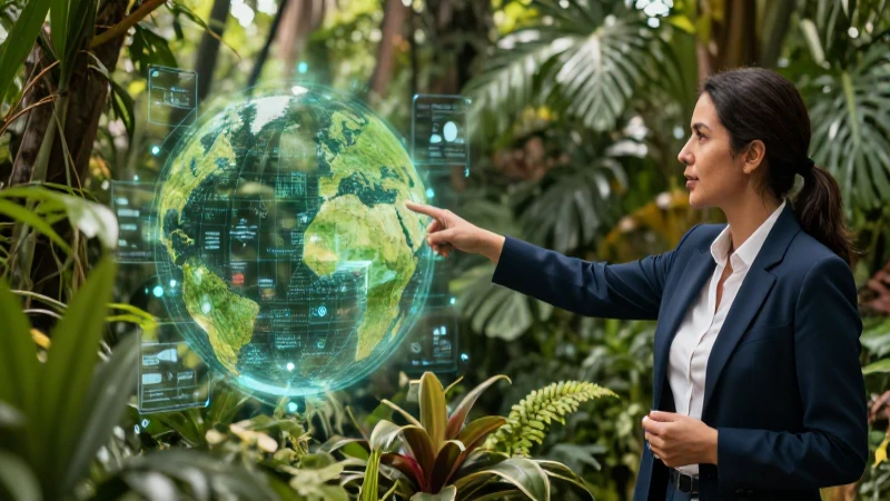 Naturaleza: Concepto, Tipos, Elementos e Impacto Ambiental 5 Educador presenta un ecosistema vibrante y digital