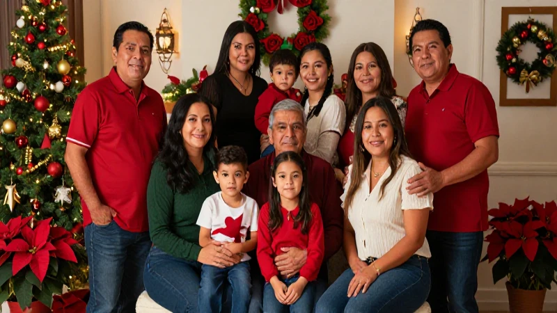 Navidad: Qué es, su origen y tradiciones más importantes 7 Familia mexicana festiva en cálida luz cinematográfica