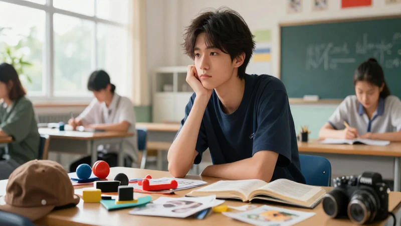 Ilustración hiperrealista de estudiante en entorno educativo