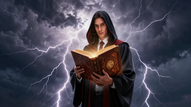 Nemesis: Significado y Concepto en la Literatura Actual 4 Figura académica misteriosa con libro antiguo