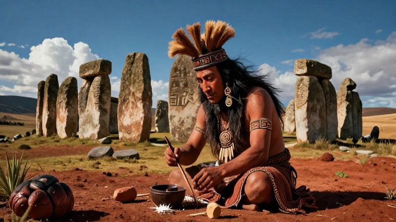 Shaman neolítico en majestuosa estructura antigua