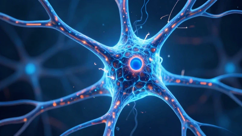 Neurona luminosa, ilustración educativa y futurista
