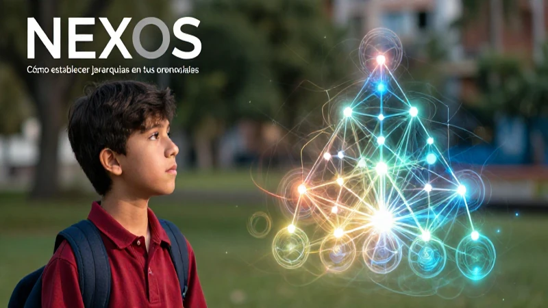 Nexos: 50 Ejemplos Clave para Mejorar tu Escritura 4 Joven estudiante mira jerarquías abstractas y complejas
