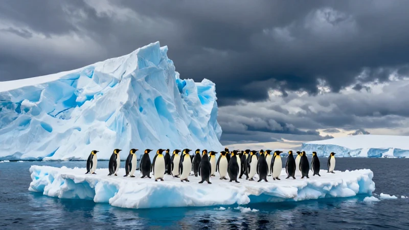 Pingüinos en dramática Antártida azul