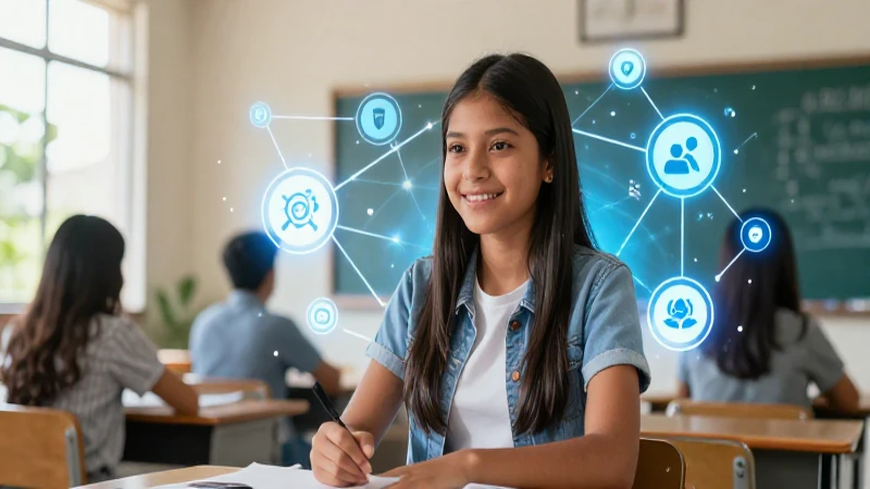 Joven estudiante guatemalteco en aula moderna