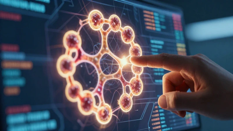 Estructura molecular brillante con esquemas holográficos