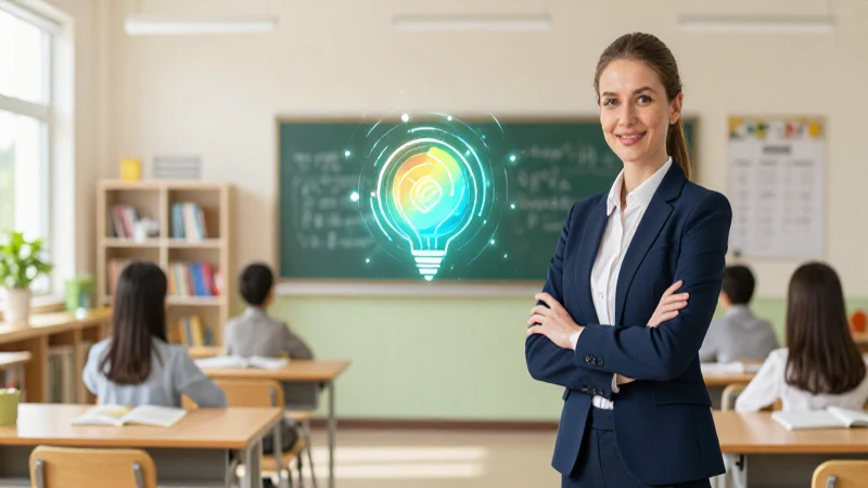 Educador profesional en aula moderna