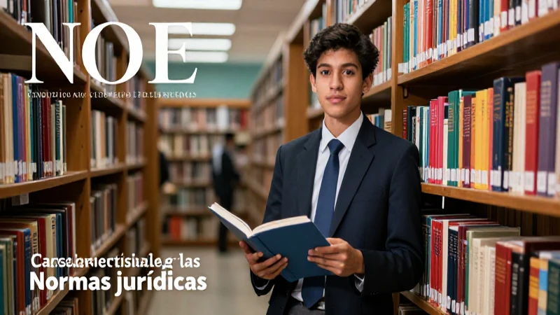 Qué son las normas jurídicas y cuáles son sus características 3 Estudiante elegante en biblioteca, estilo fotográfico premium