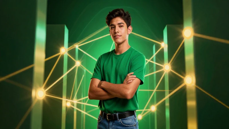 Estudiante mexicano en red geométrica moderna