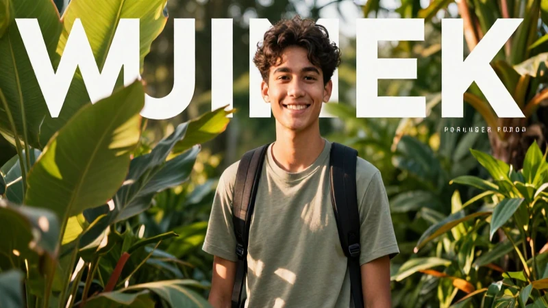 Estudiante sano y naturaleza vibrante en luz dorada