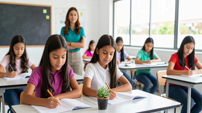 Aula mexicana moderna y vibrante, fotografía profesional