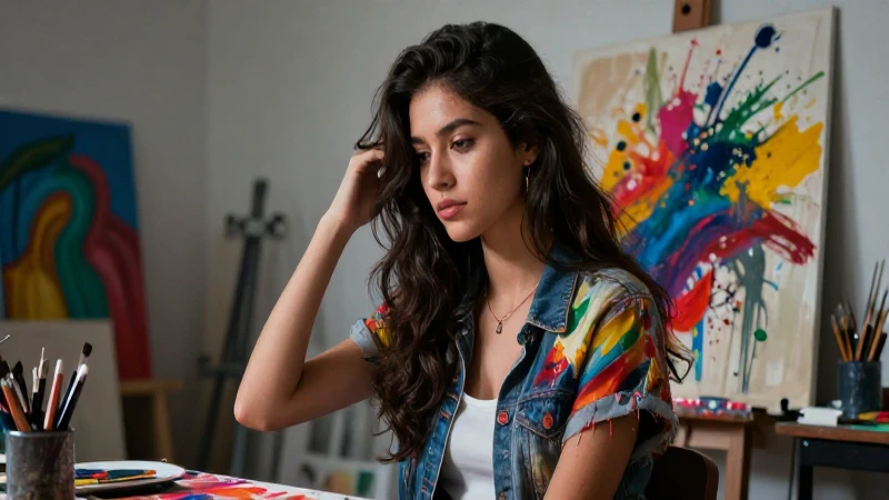 Estudiante creativo en estudio de arte mexicano