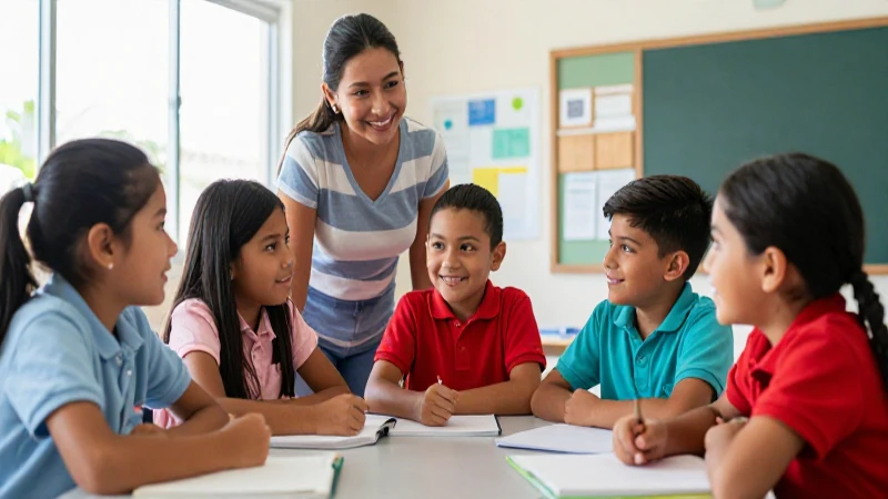 Niños mexicanos sonríen en aula moderna y luminosa