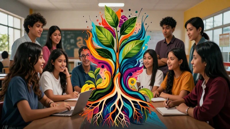 Conoce los conceptos clave de la Nueva Escuela Mexicana 4 Estudiantes mexicanos colaboran con un diseño dinámico