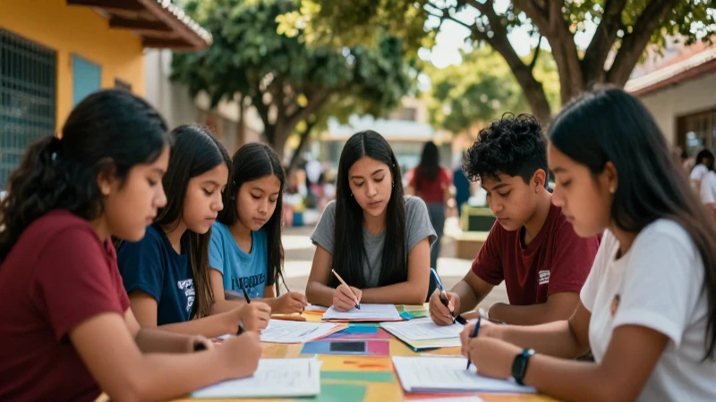 Estudiantes mexicanos colaboran en un espacio comunitario vibrante