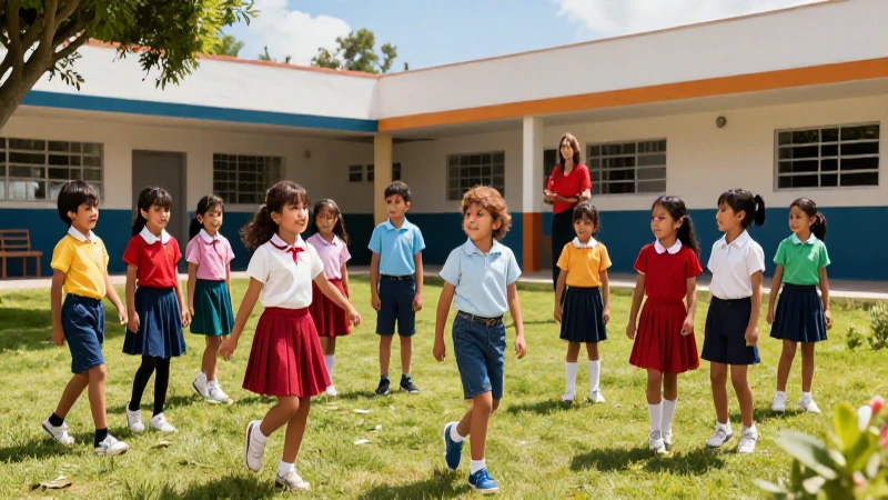 Niños mexicanos vibrantes en escuela moderna