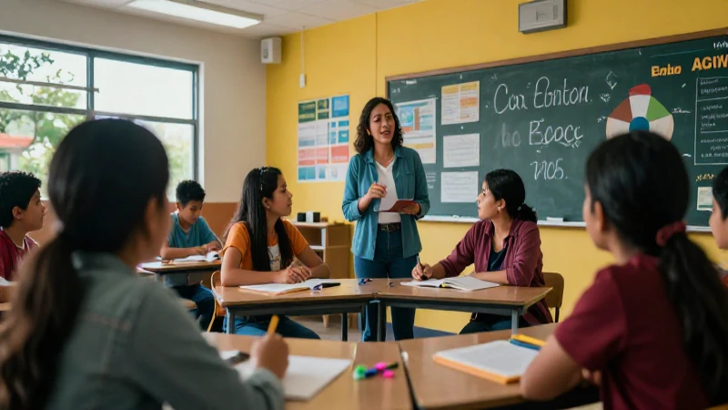 Aula mexicana moderna promoviendo la equidad y diversidad