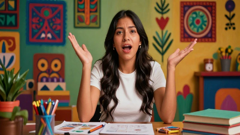 Educadora mexicana vibrante en arte digital