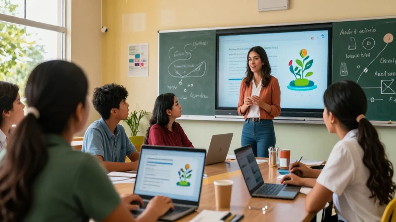 Interacción educativa mexicana en ambiente moderno
