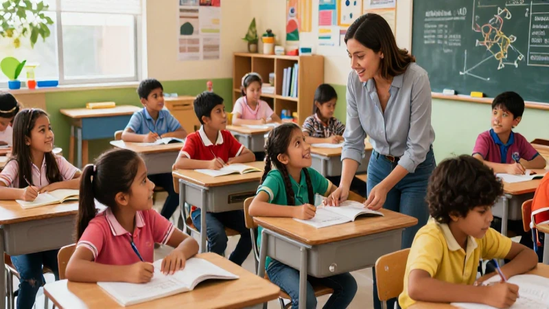 La Nueva Escuela Mexicana: Fines educativos que marcan la diferencia 5 Clase vibrante y alegre de estudiantes y maestra