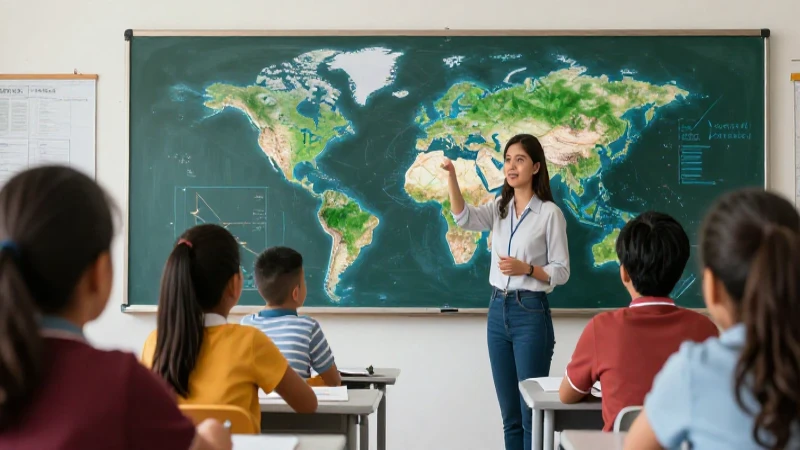 Revolucionando la enseñanza secundaria: innovación geográfica en la nueva escuela mexicana 3 Maestra guía estudiantes con mapa holográfico