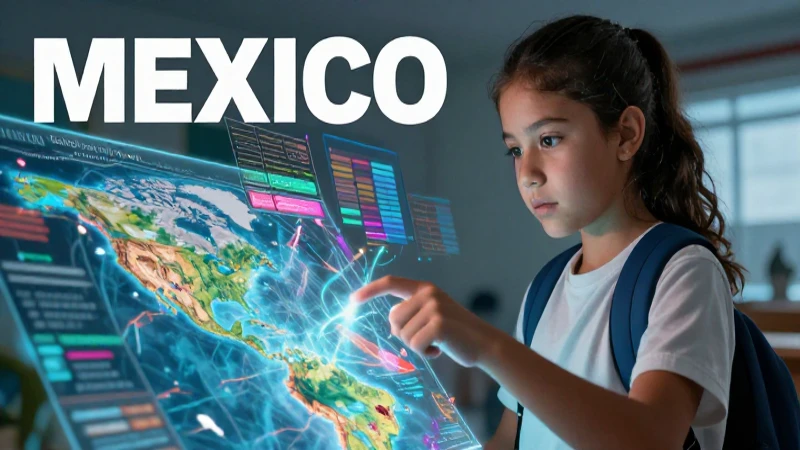 Revolucionando la enseñanza secundaria: innovación geográfica en la nueva escuela mexicana 4 Estudiante mexicano interactúa con mapa holográfico