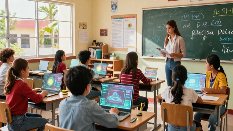 Clase moderna mexicana con hologramas educativos dinámicos