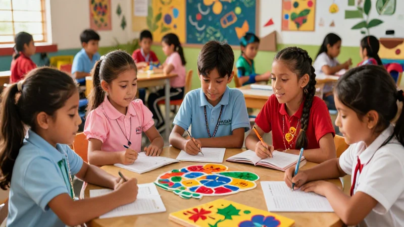 Niños mexicanos aprendiendo con alegría